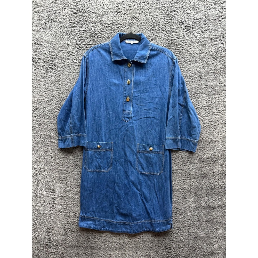 Gerard Darel‎ Paris Penelope Denim Midi Shirt Dress Dark Wash Blue Womens Size 1